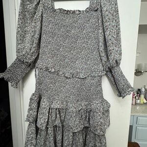 She + Sky Gray Floral Mini Dress